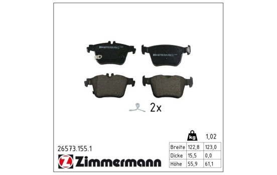 Brake pad set, disc brake 26573.155.1 Zimmermann