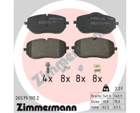 Brake pad set, disc brake 26579.190.2 Zimmermann