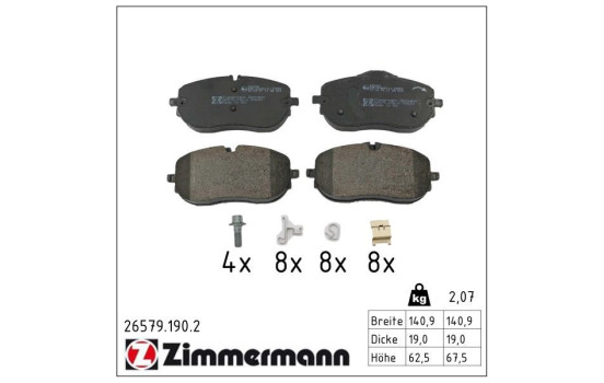 Brake pad set, disc brake 26579.190.2 Zimmermann