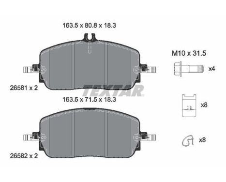 Brake pad set, disc brake 2658101 Textar