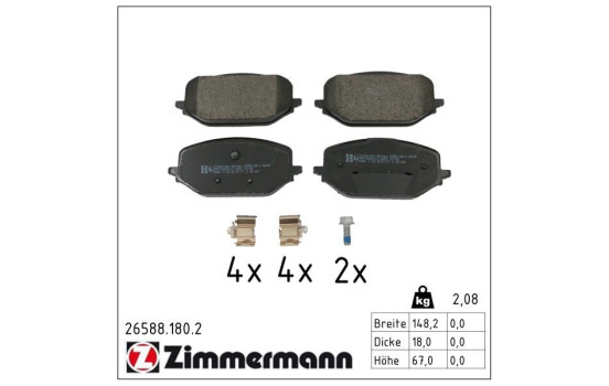 Brake pad set, disc brake 26588.180.2 Zimmermann