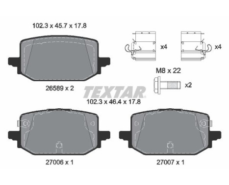 Brake pad set, disc brake 2658901 Textar