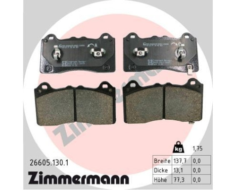 Brake pad set, disc brake 26605.130.1 Zimmermann