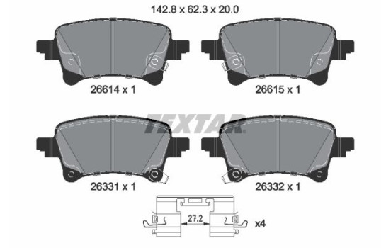 Brake pad set, disc brake 2661401 Textar