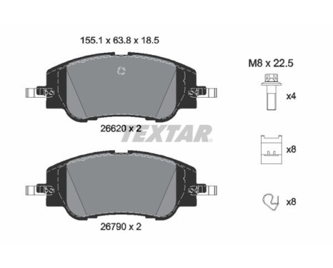 Brake pad set, disc brake 2662001 Textar