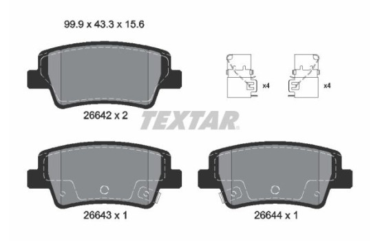 Brake pad set, disc brake 2664201 Textar