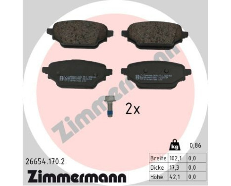Brake pad set, disc brake 26654.170.2 Zimmermann