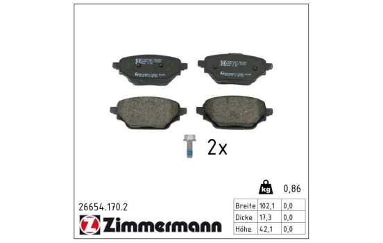 Brake pad set, disc brake 26654.170.2 Zimmermann