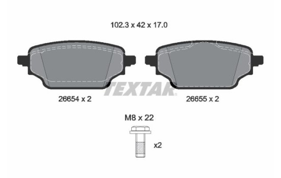 Brake pad set, disc brake 2665401 Textar