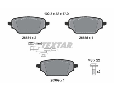 Brake pad set, disc brake 2665402 Textar