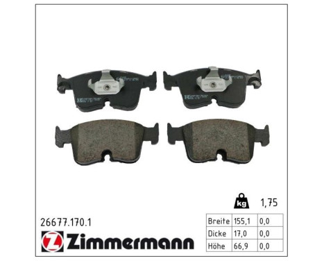 Brake pad set, disc brake 26677.170.1 Zimmermann
