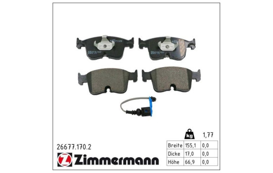 Brake pad set, disc brake 26677.170.2 Zimmermann