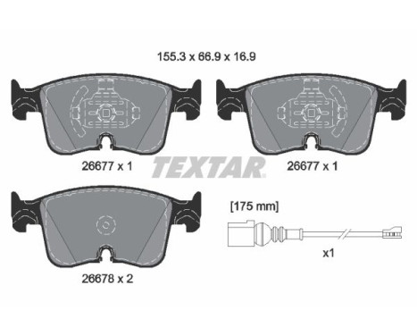 Brake pad set, disc brake 2667702 Textar