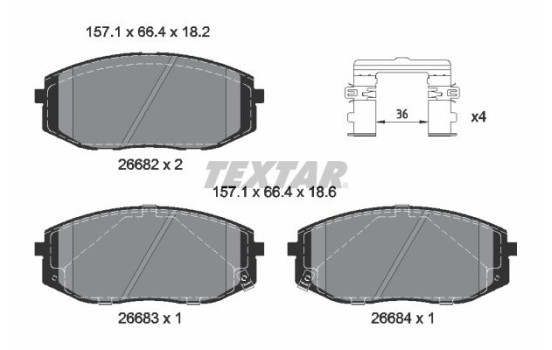 Brake pad set, disc brake 2668201 Textar