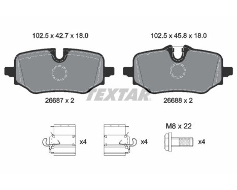 Brake pad set, disc brake 2668701 Textar