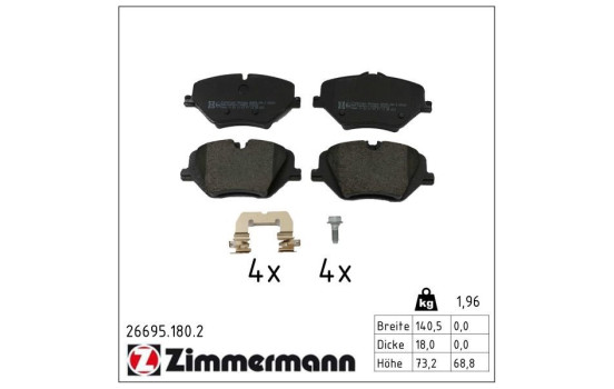 Brake pad set, disc brake 26695.180.2 Zimmermann