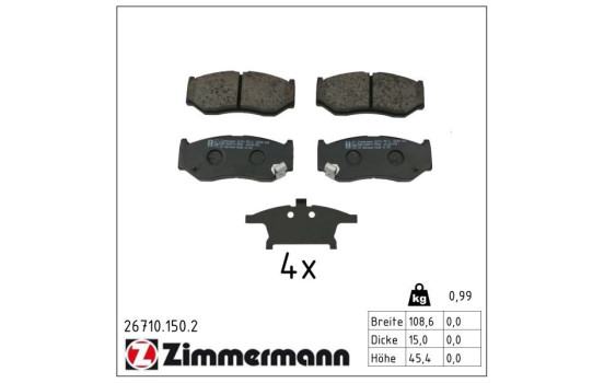 Brake pad set, disc brake 26710.150.2 Zimmermann