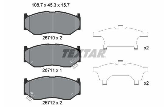 Brake pad set, disc brake 2671001 Textar