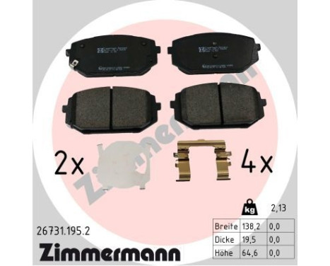 Brake pad set, disc brake 26731.195.2 Zimmermann