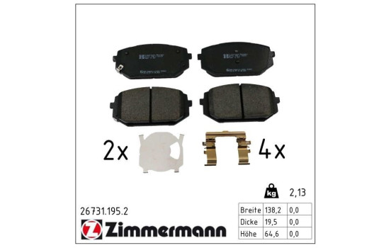 Brake pad set, disc brake 26731.195.2 Zimmermann