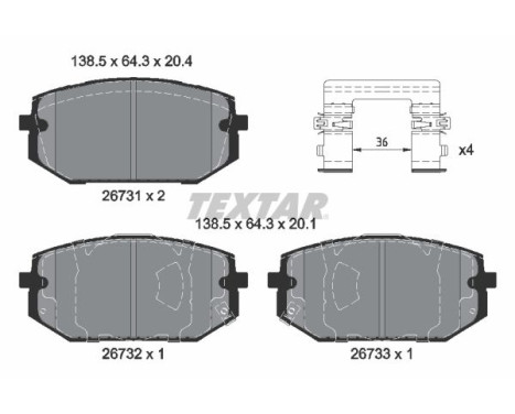 Brake pad set, disc brake 2673101 Textar