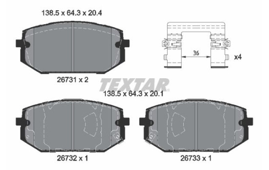 Brake pad set, disc brake 2673101 Textar