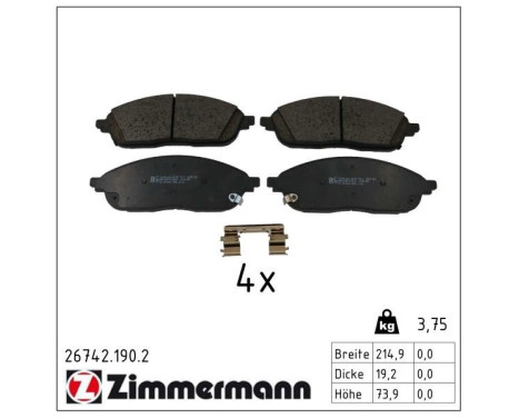 Brake pad set, disc brake 26742.190.2 Zimmermann