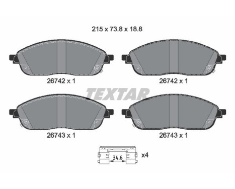 Brake pad set, disc brake 2674201 Textar