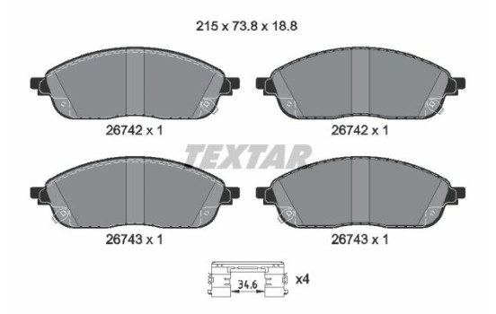 Brake pad set, disc brake 2674201 Textar
