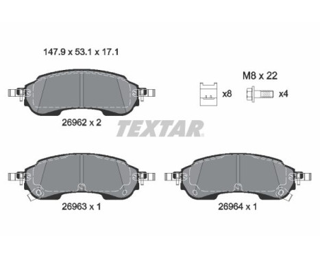 Brake pad set, disc brake 2696201 Textar