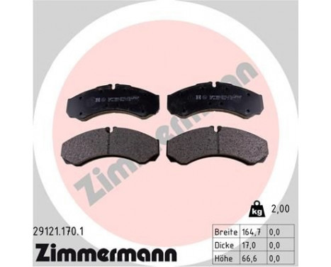 Brake Pad Set, disc brake 29121.170.1 Zimmermann, Image 2