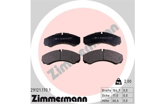 Brake Pad Set, disc brake 29121.170.1 Zimmermann, Image 2