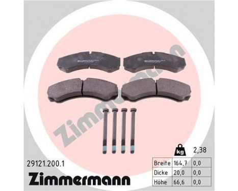 Brake Pad Set, disc brake 29121.200.1 Zimmermann, Image 2