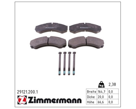Brake Pad Set, disc brake 29121.200.1 Zimmermann, Image 2