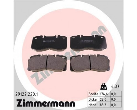 Brake Pad Set, disc brake 29122.220.1 Zimmermann, Image 2