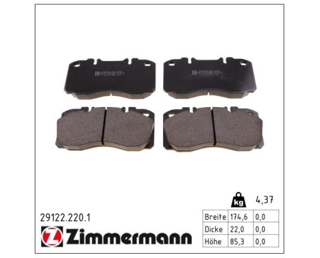 Brake Pad Set, disc brake 29122.220.1 Zimmermann, Image 2