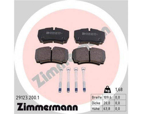 Brake Pad Set, disc brake 29123.200.1 Zimmermann, Image 2