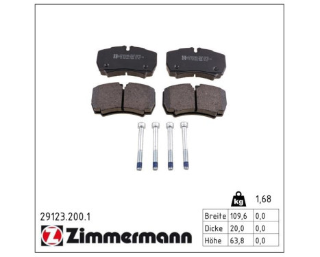 Brake Pad Set, disc brake 29123.200.1 Zimmermann, Image 2