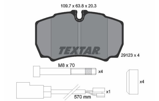 Brake Pad Set, disc brake 2912307 Textar, Image 2