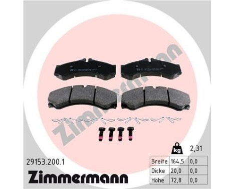 Brake Pad Set, disc brake 29153.200.1 Zimmermann, Image 2