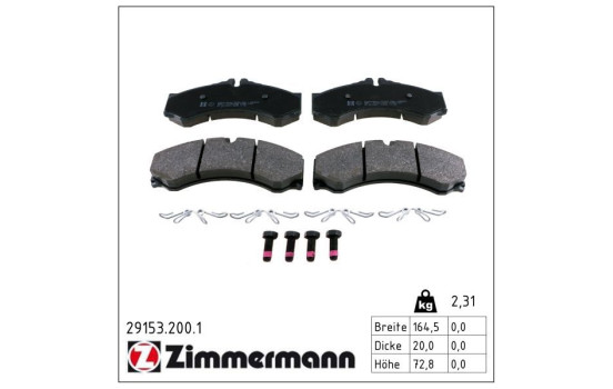 Brake Pad Set, disc brake 29153.200.1 Zimmermann, Image 2