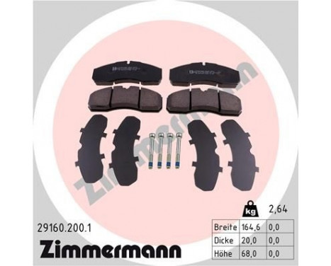 Brake Pad Set, disc brake 29160.200.1 Zimmermann, Image 2