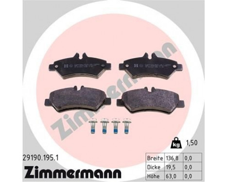 Brake Pad Set, disc brake 29190.195.1 Zimmermann, Image 2