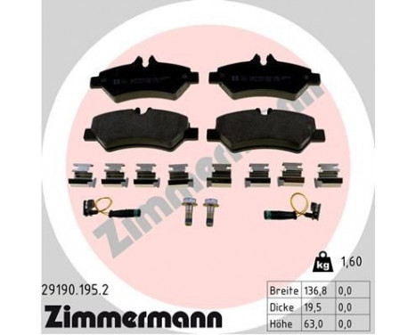 Brake Pad Set, disc brake 29190.195.2 Zimmermann, Image 2