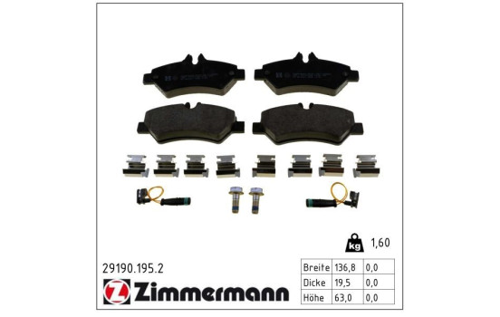 Brake Pad Set, disc brake 29190.195.2 Zimmermann, Image 2