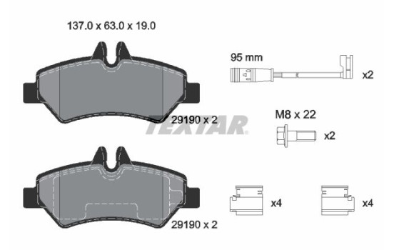 Brake Pad Set, disc brake 2919001 Textar, Image 2