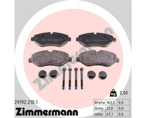 Brake Pad Set, disc brake 29192.210.1 Zimmermann, Image 2