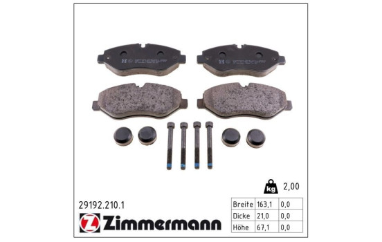Brake Pad Set, disc brake 29192.210.1 Zimmermann, Image 2