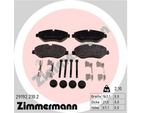 Brake Pad Set, disc brake 29192.210.2 Zimmermann, Image 2