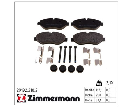 Brake Pad Set, disc brake 29192.210.2 Zimmermann, Image 2